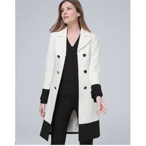 WHBM Black and White Double-Breasted Coat